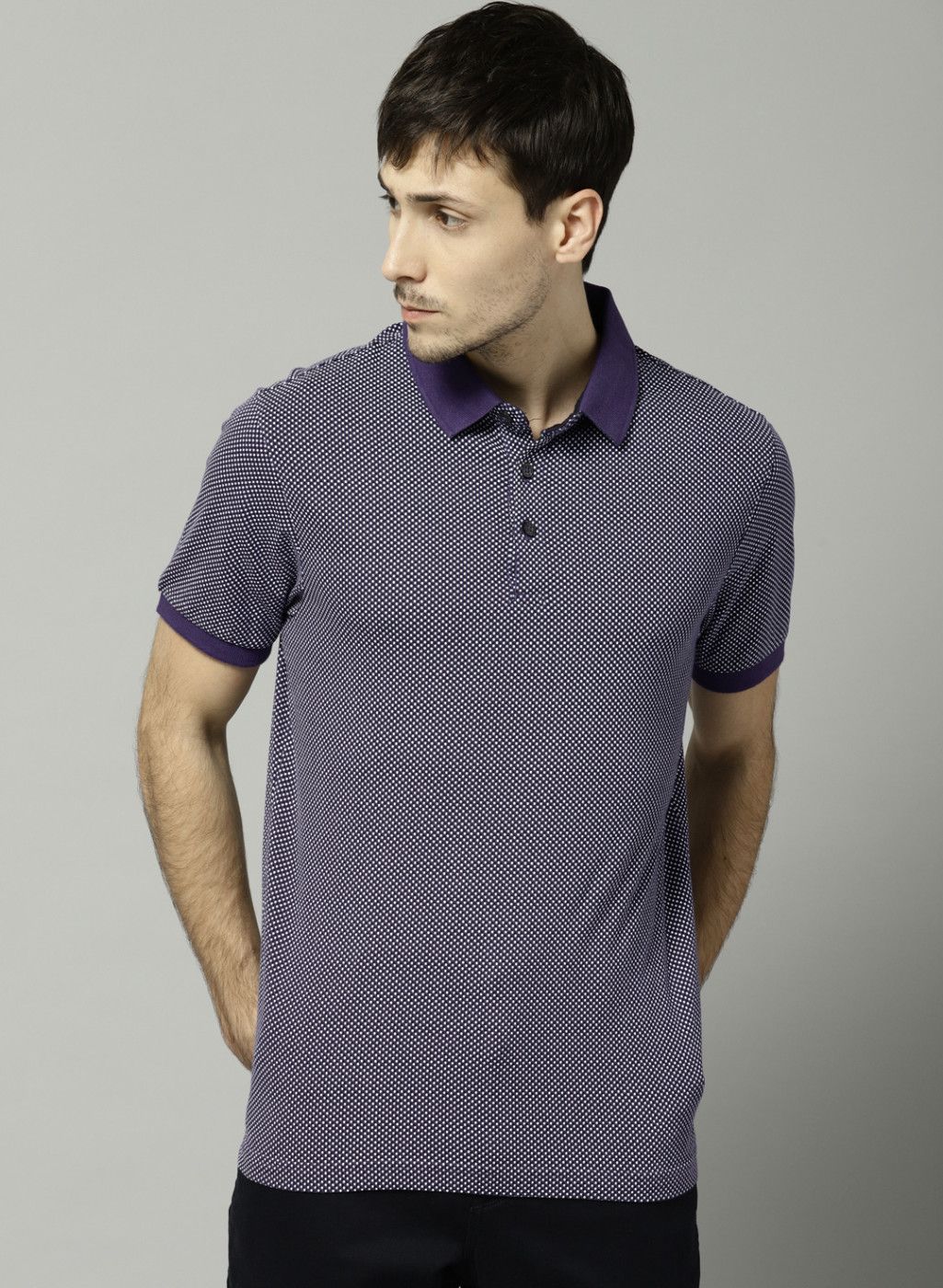 Marks & Spencer Purple Printed Polo Collar T-Shirt