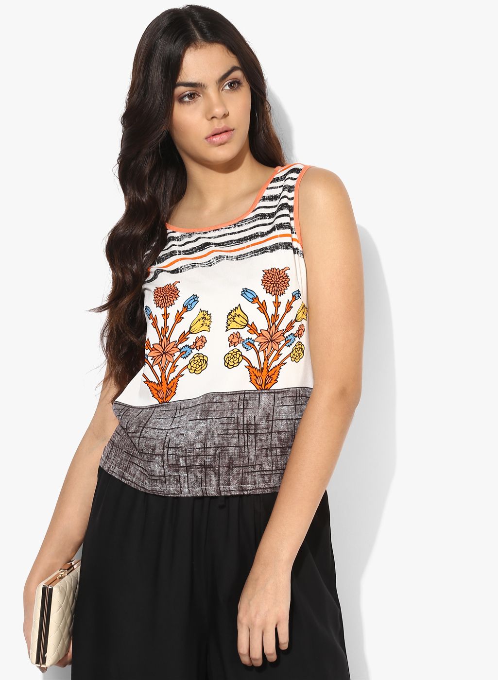 Off White Printed Blouse