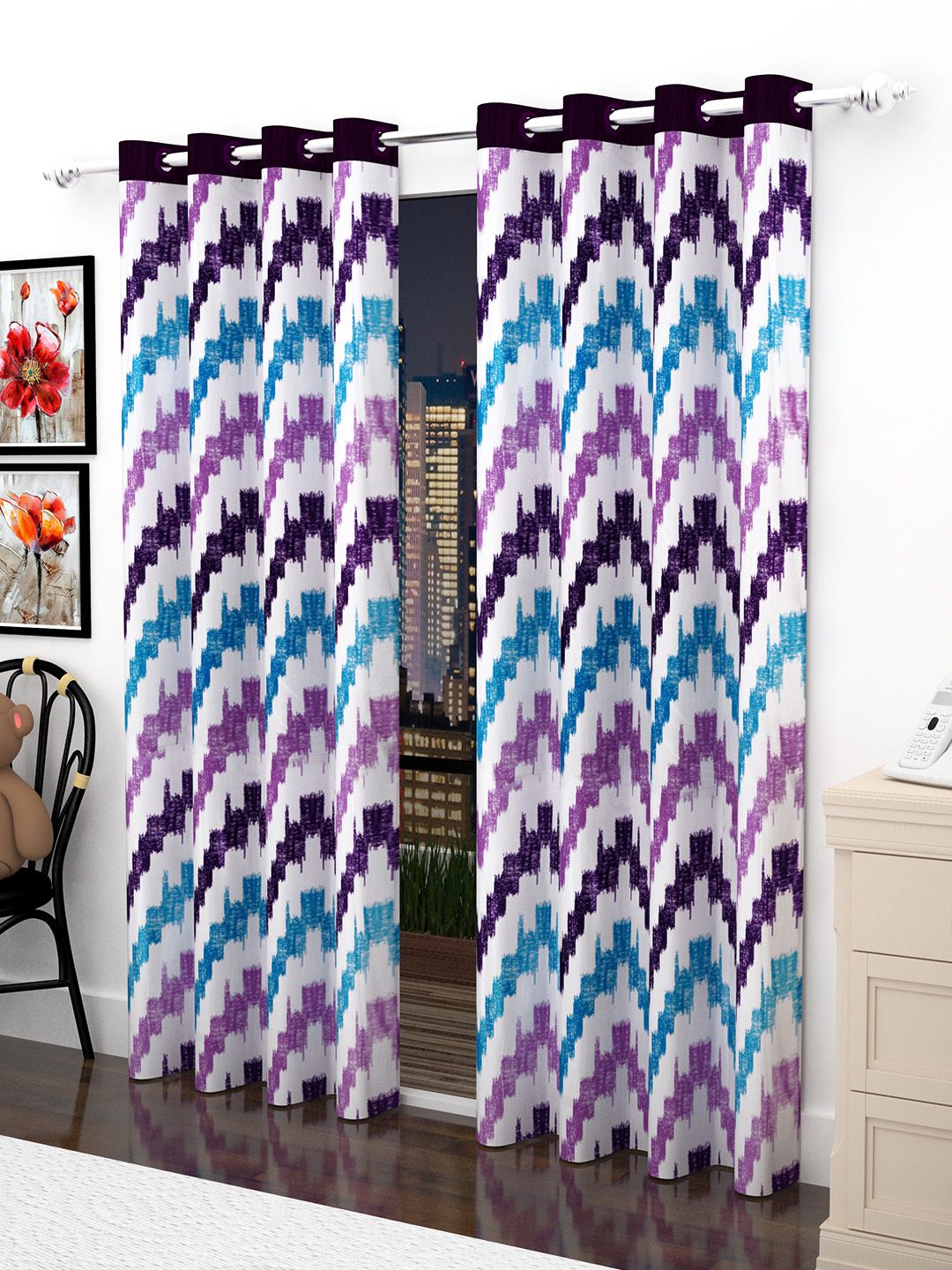 Story@home Purple Set of 2 Topaz Premium Collection Polyester Door Curtains Price in India