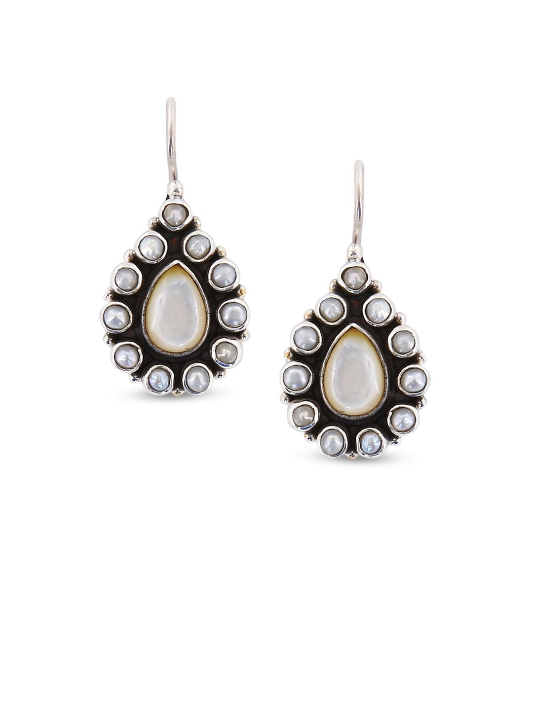 ahilya Sterling Silver Teardrop Shaped Drop Earrings Price in India