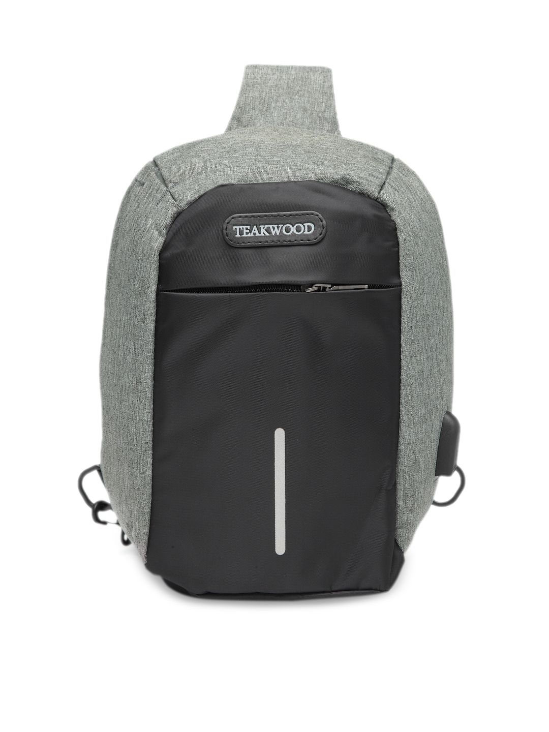 Teakwood Leathers Grey & Black Colourblocked Backpack Price in India