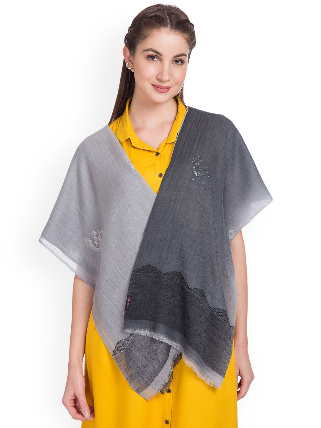 SHINGORA Women Grey Woven Design Sustainable Stole Price in India