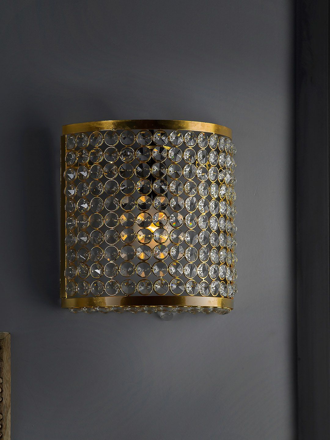 Homesake Gold-Toned Crystal French Handcrafted Wall Sconce Lamp Price in India