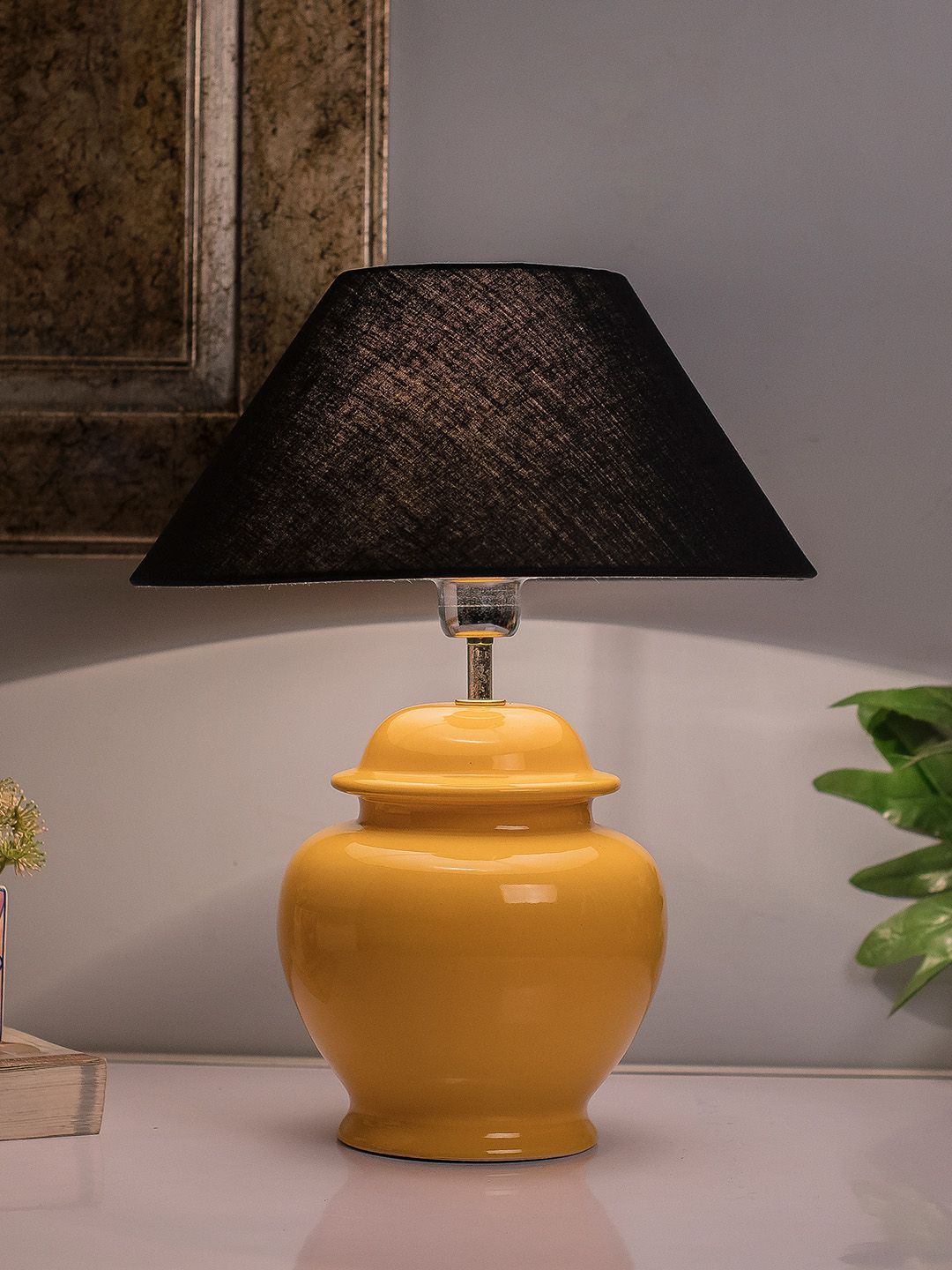 Homesake Yellow Solid Handcrafted Bedside Standard Lamp Price in India