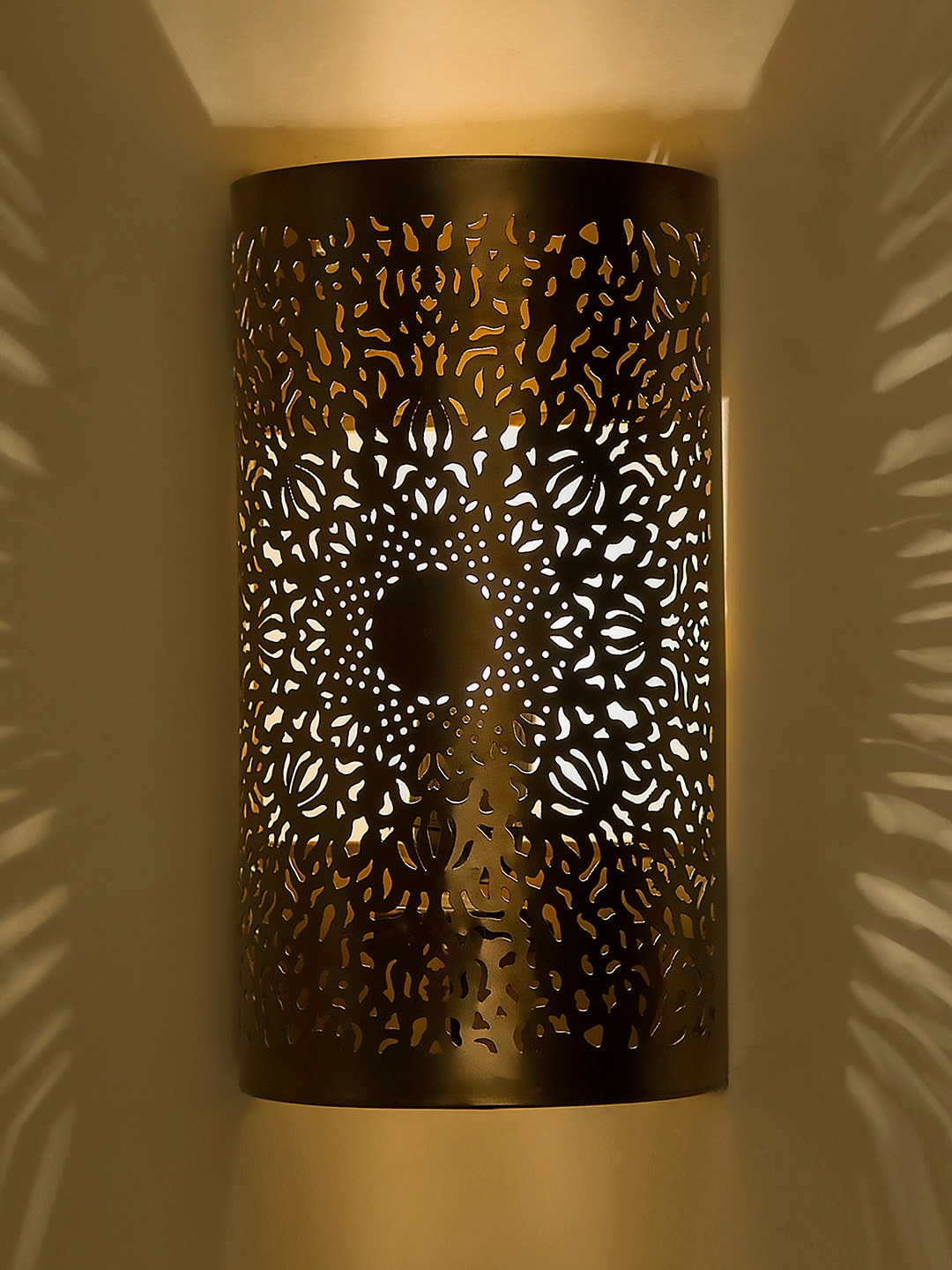 Homesake Gold-Toned Solid Moroccan Filgree Antique Brass Flush Mount Light Price in India