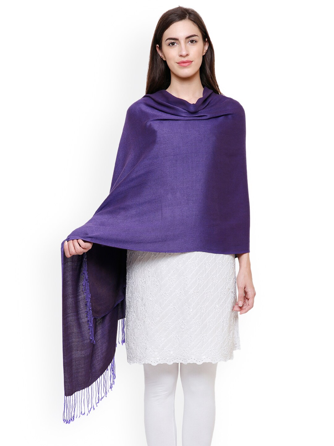 Anekaant Women Purple Solid Reversible Shawl Price in India