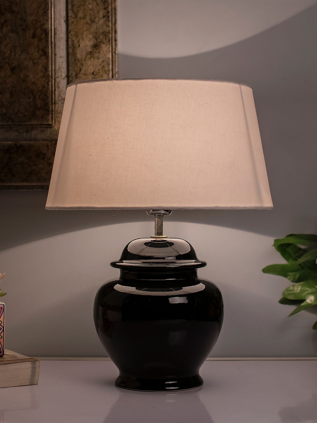 Homesake Black Solid Handcrafted Bedside Standard Lamp Shade Price in India
