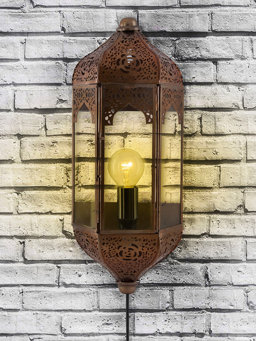 Homesake Copper-Toned Solid Vintage Moroccan Wall Armed Sconce Price in India