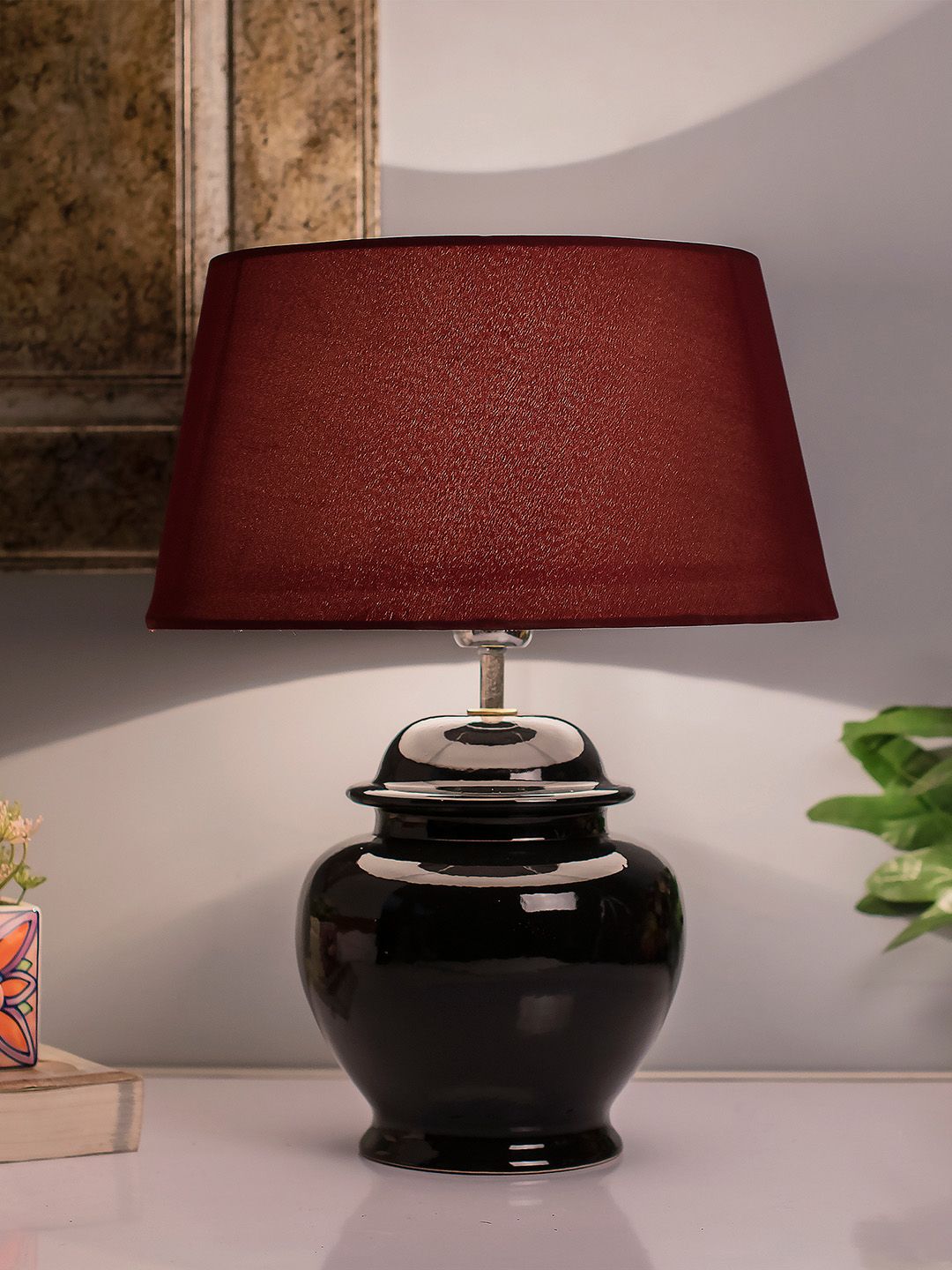 Homesake Black Solid Handcrafted Bedside Standard Lamp with Shade Price in India