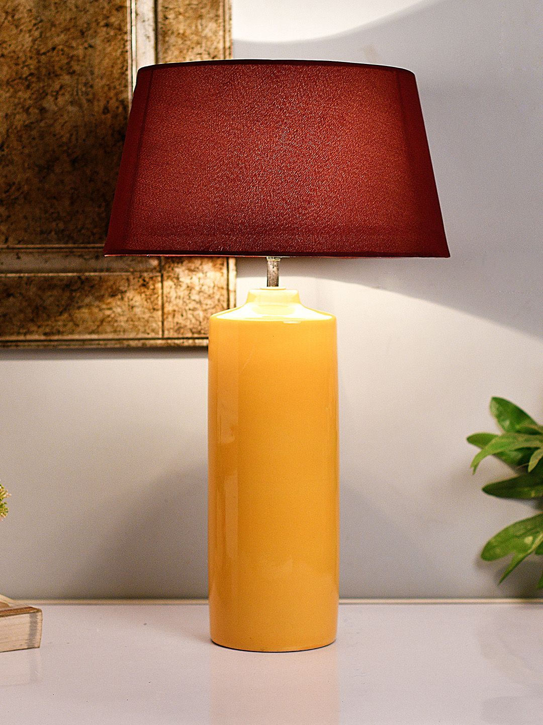 Homesake Yellow Solid Handcrafted Bedside Standard Lamp Shade Price in India
