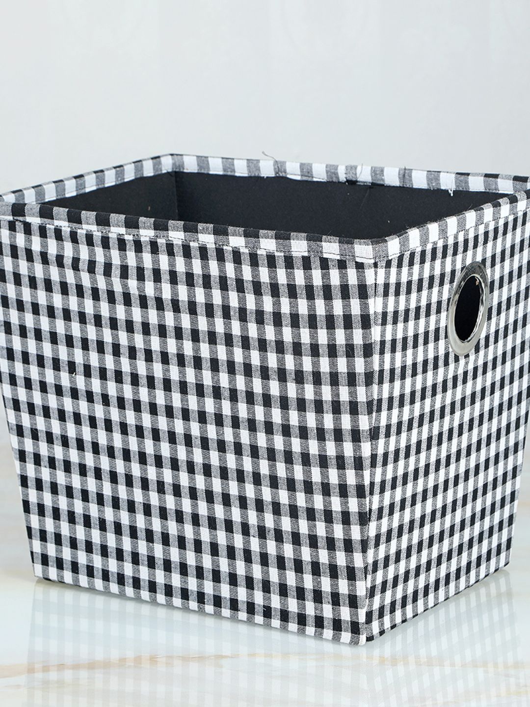 My gift booth Black & White Check Towel Basket Price in India