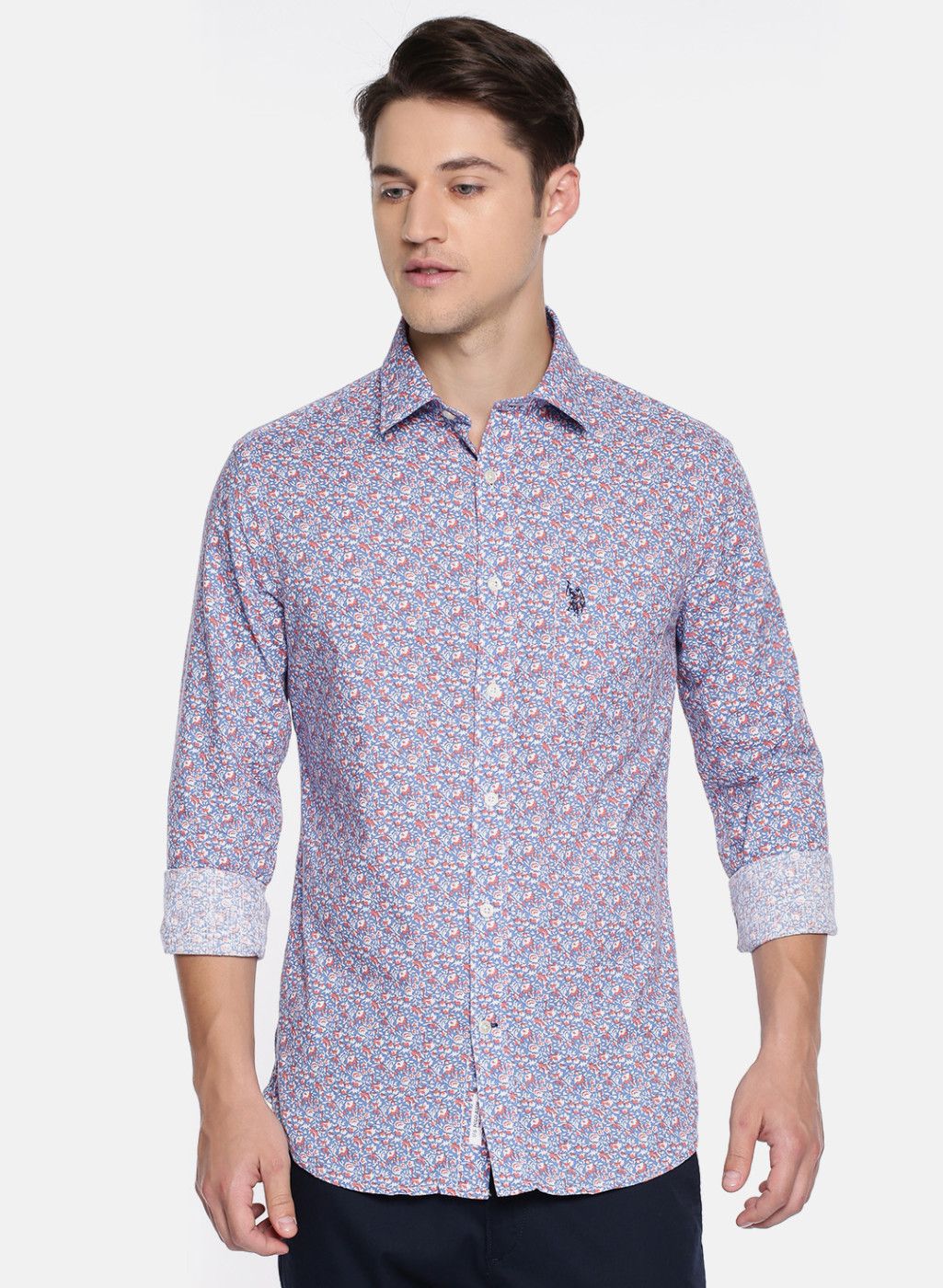 U.S. Polo Assn. U.S. Polo Assn. Men Blue Printed Casual Shirt