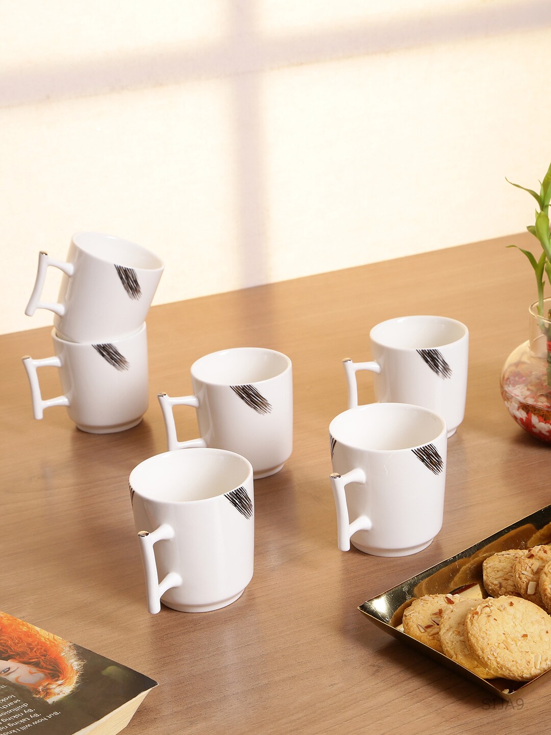 GOODHOMES Set of 6 White Printed Porcelain Set Price in India