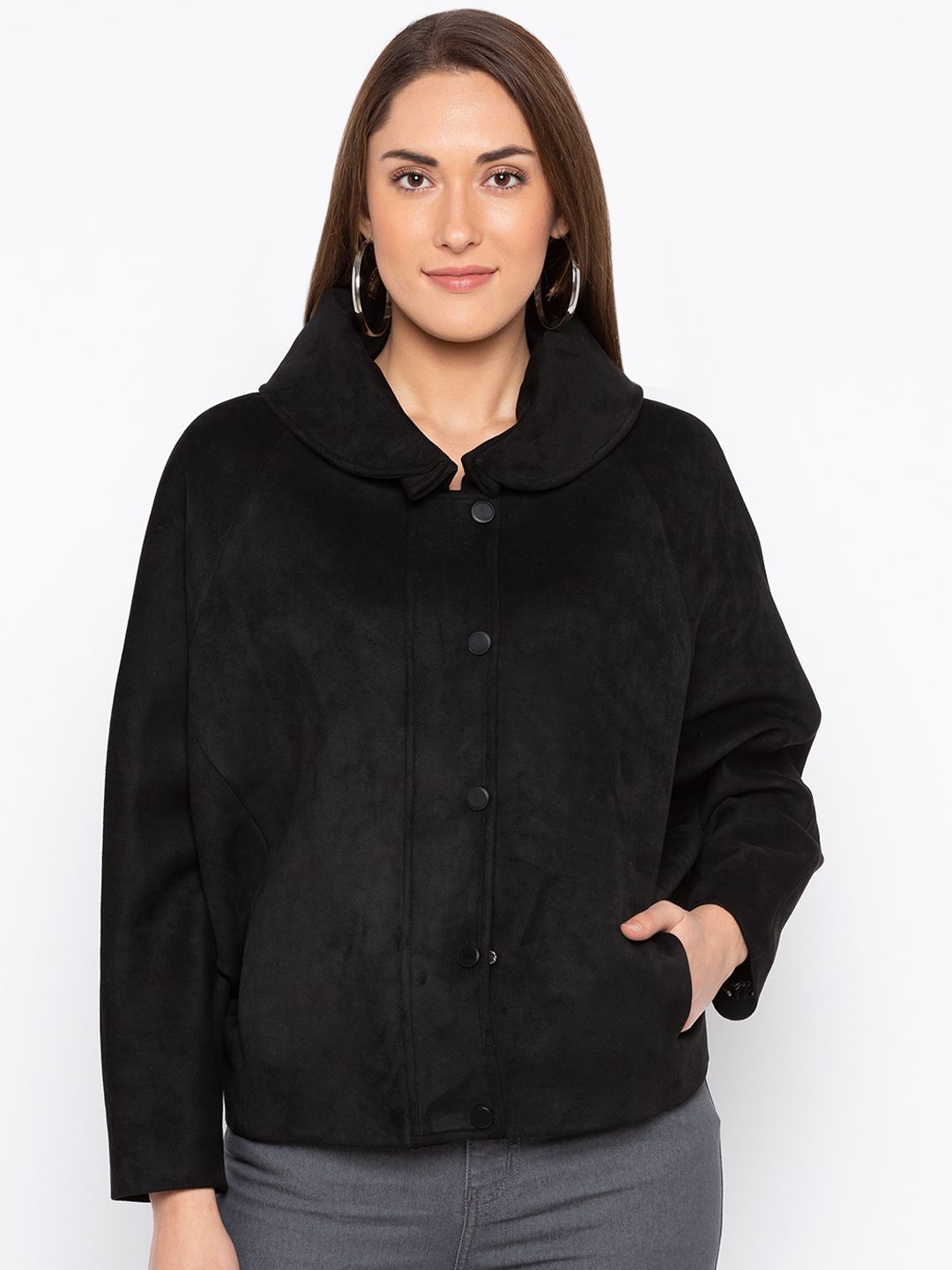 Globus Women Black Solid Tailored Jacket Price in India