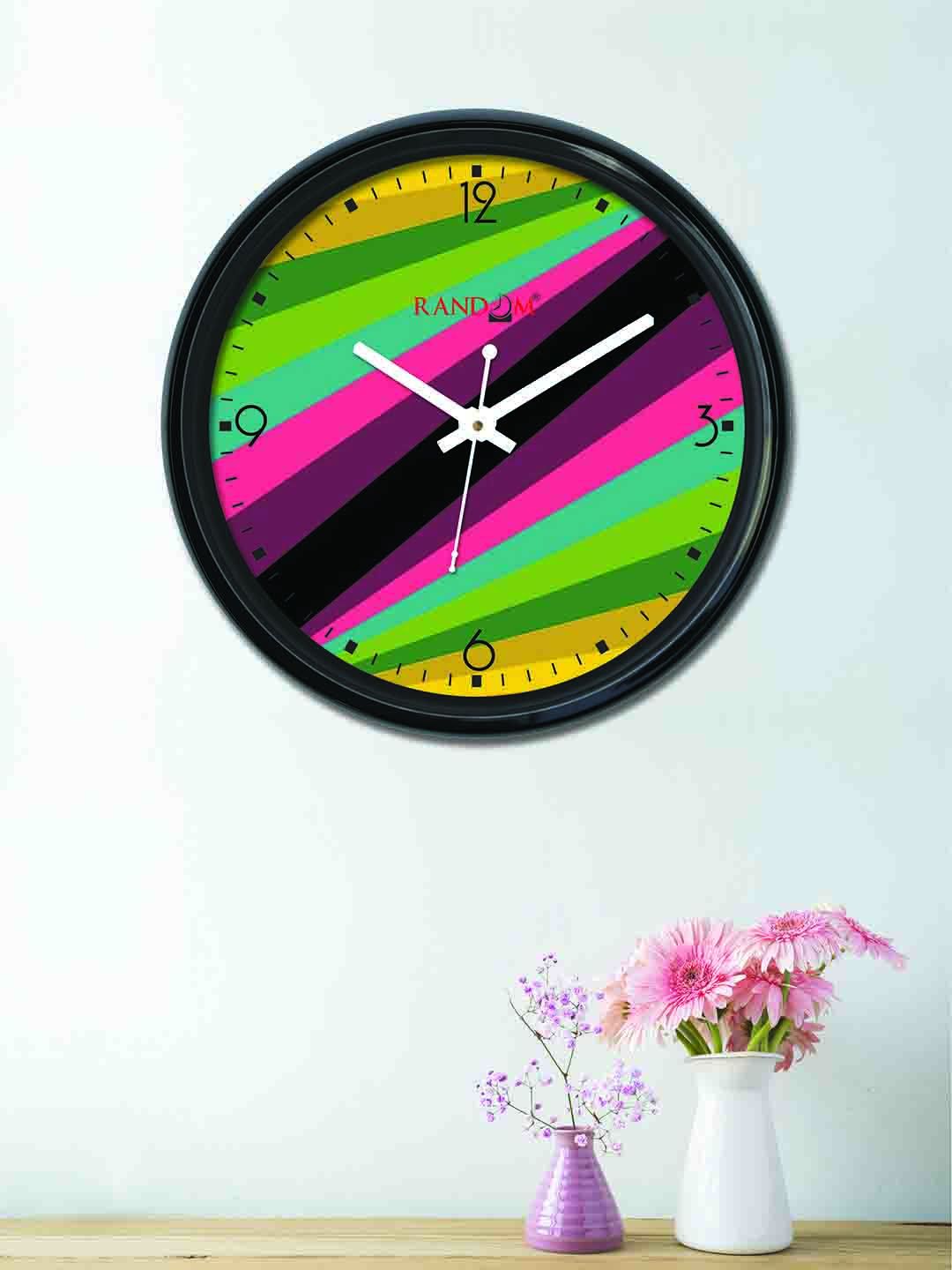 RANDOM Multicoloured Round Printed 30 x 30 cm Analogue Wall Clock Price in India