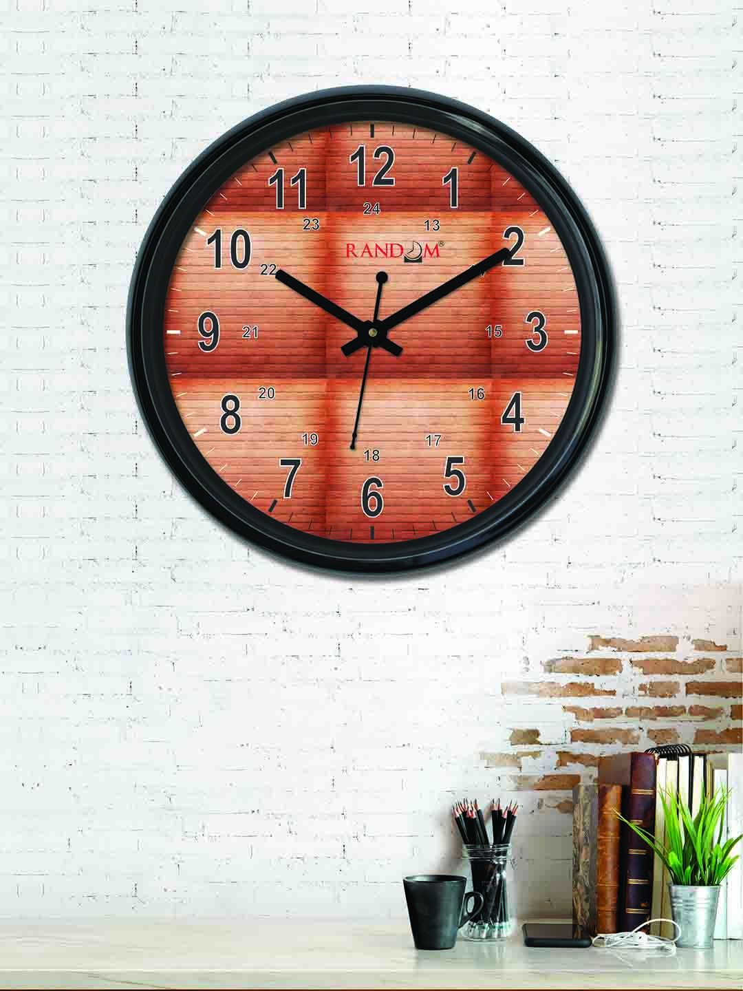 RANDOM Brown Round Printed 30 x 30 cm Analogue Wall Clock Price in India