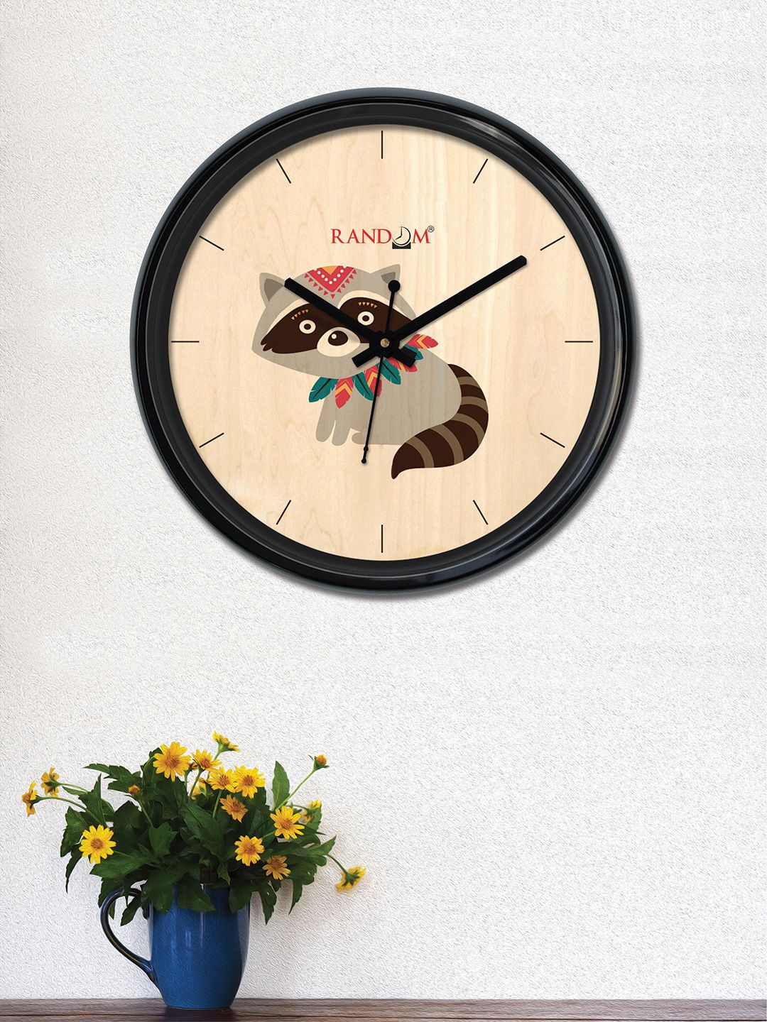 RANDOM Peach-Coloured & Grey Round Printed 30 x 30 cm Analogue Wall Clock Price in India