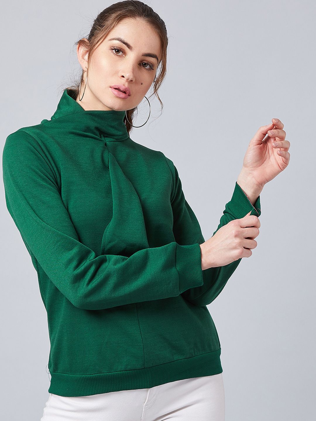Athena Women Green Solid Sweatshirt Price in India