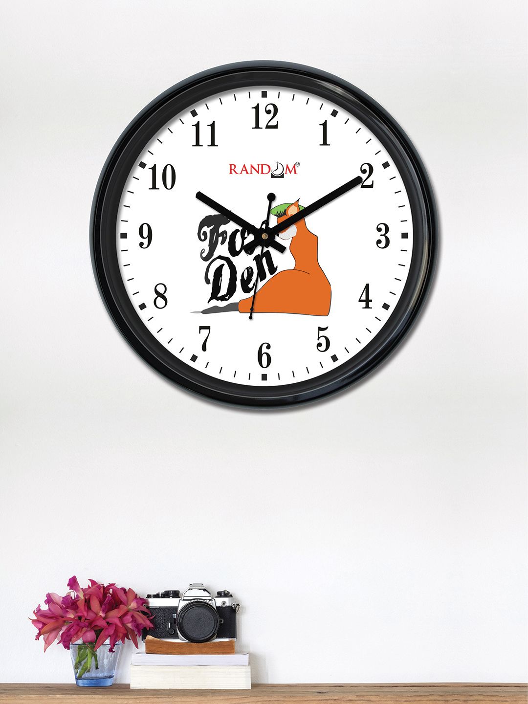 RANDOM White & Orange Round Printed 30 x 30 cm Analogue Wall Clock Price in India