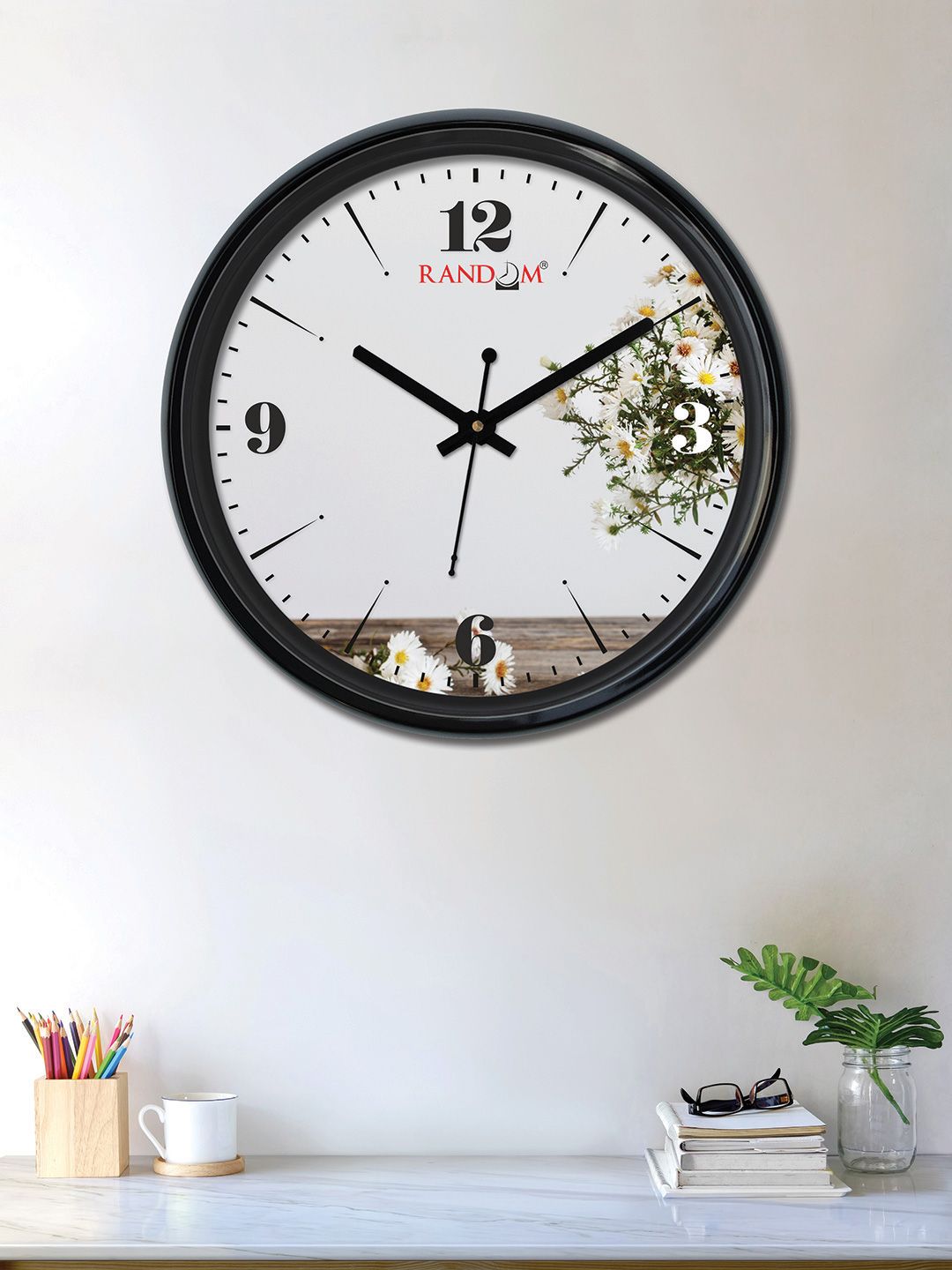 RANDOM Taupe & Green Round Printed 30 x 30 cm Analogue Wall Clock Price in India