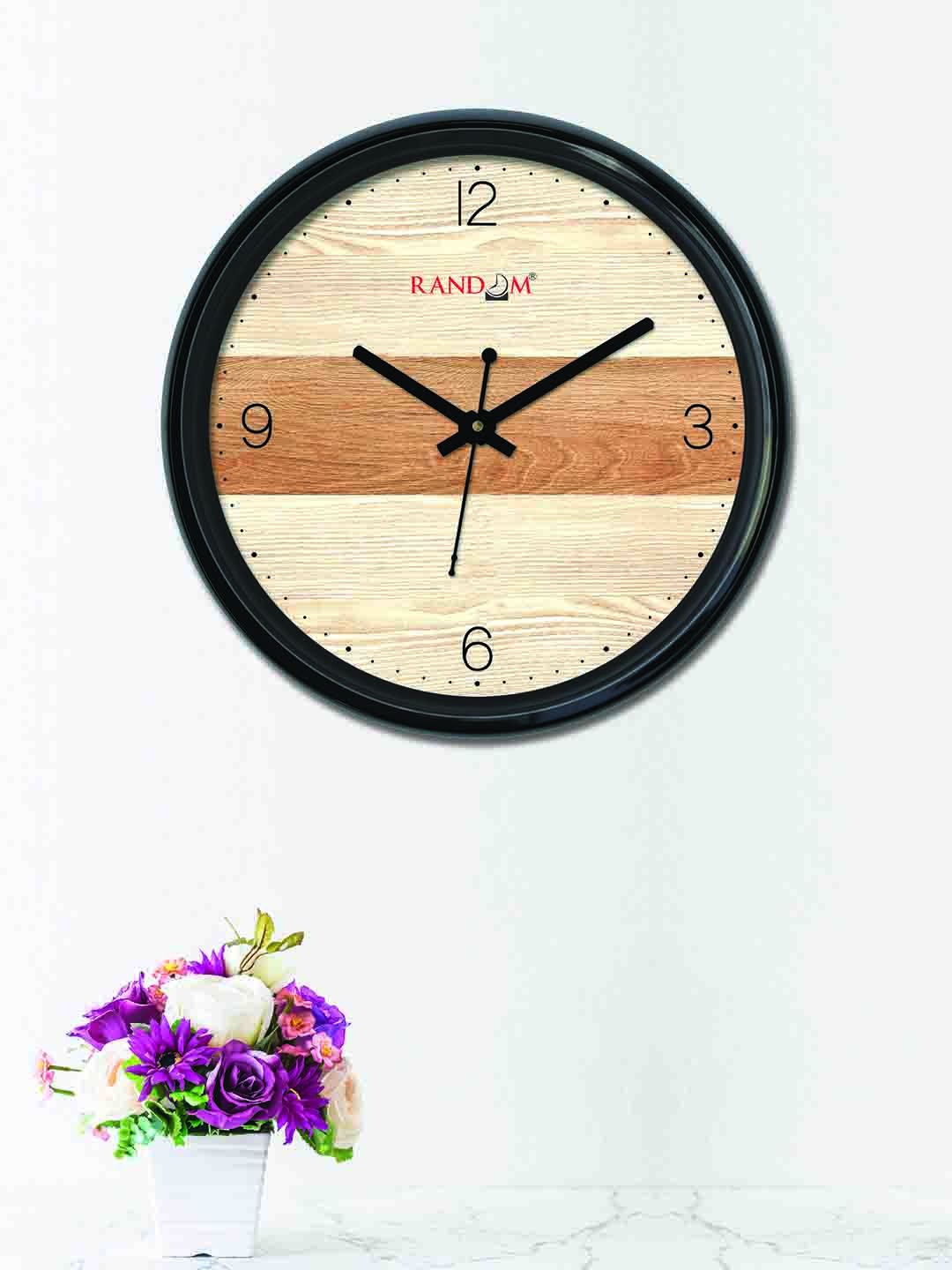 RANDOM Cream-Coloured & Brown Round Printed 30 x 30 cm Analogue Wall Clock Price in India