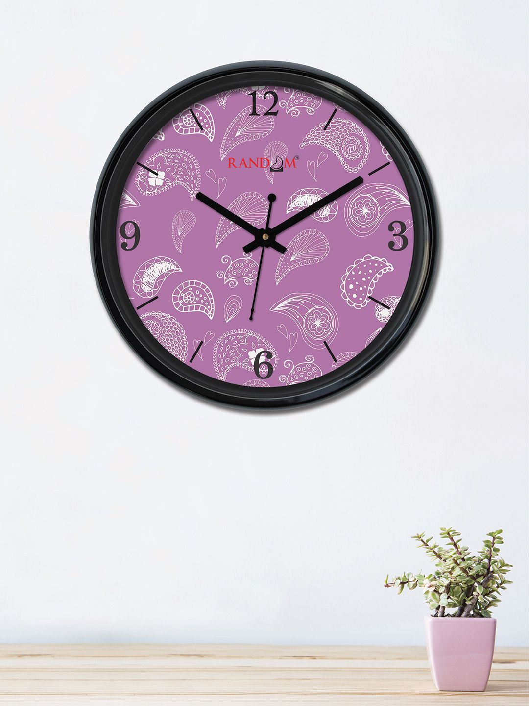 RANDOM Lavender & White Round Printed 30 x 30 cm Analogue Wall Clock Price in India