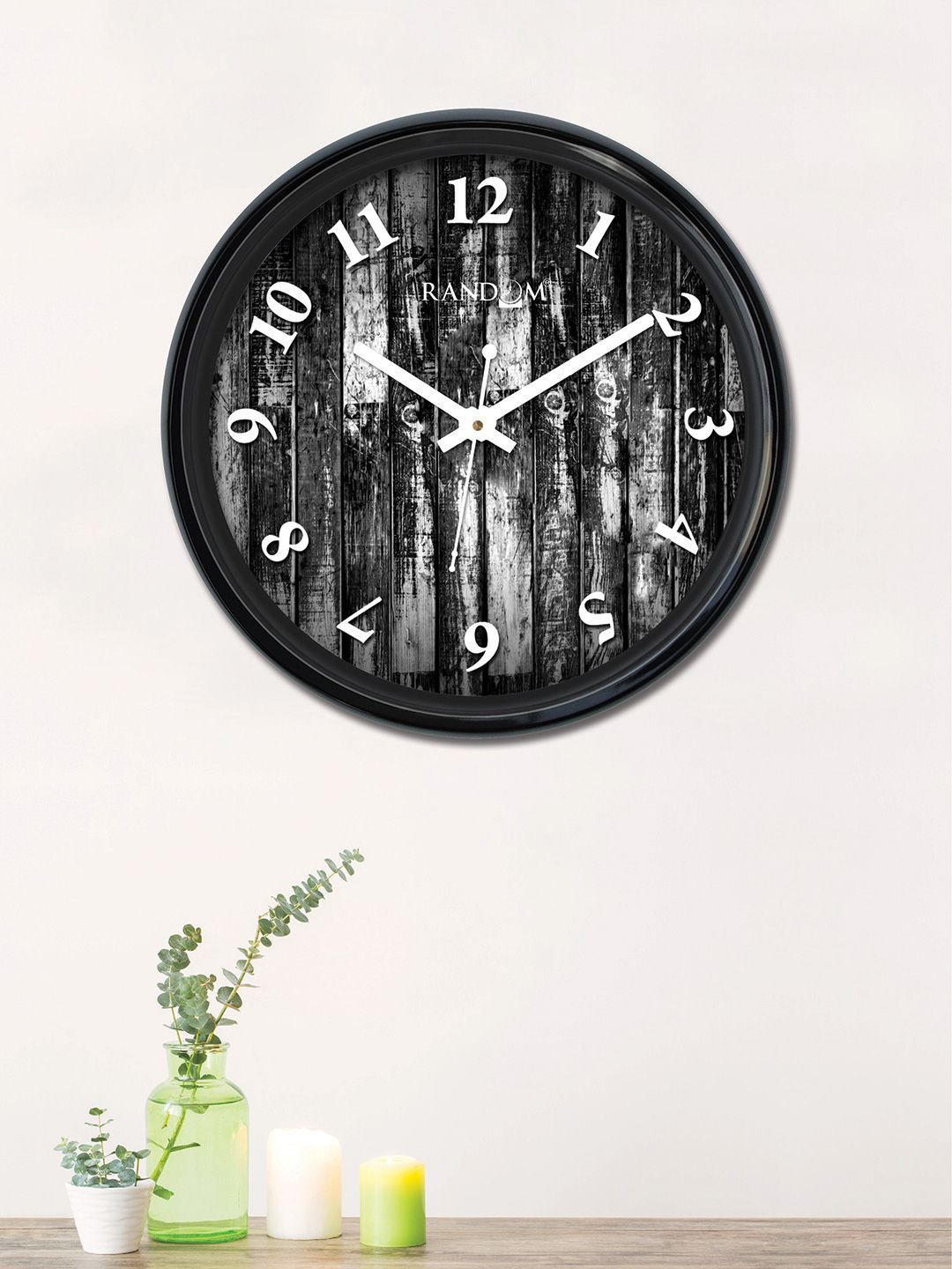 RANDOM Black & White Round Printed 30 x 30 cm Analogue Wall Clock Price in India