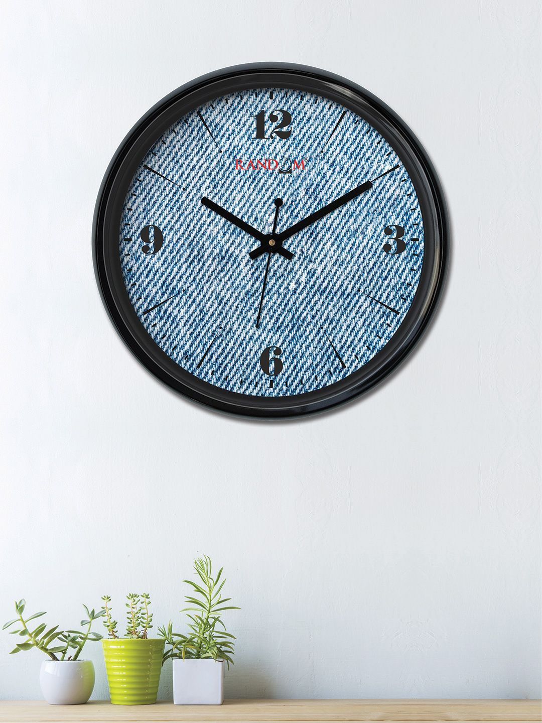 RANDOM Navy Blue Round Printed 30 x 30 cm Analogue Wall Clock Price in India