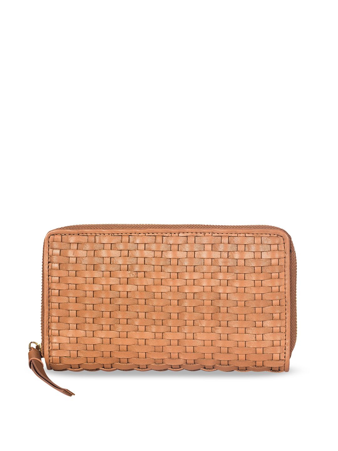 Eske Women Tan Solid Zip Around Wallet Price in India