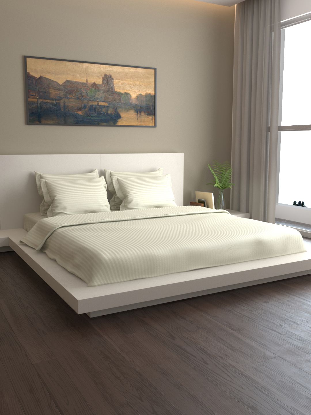 MARK HOME White Striped Bedding Set Price in India
