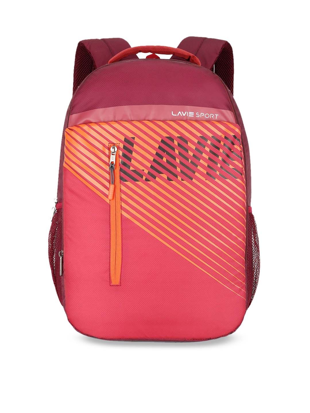 LAVIE SPORT Unisex Red & Yellow Brand Logo Backpack Price in India