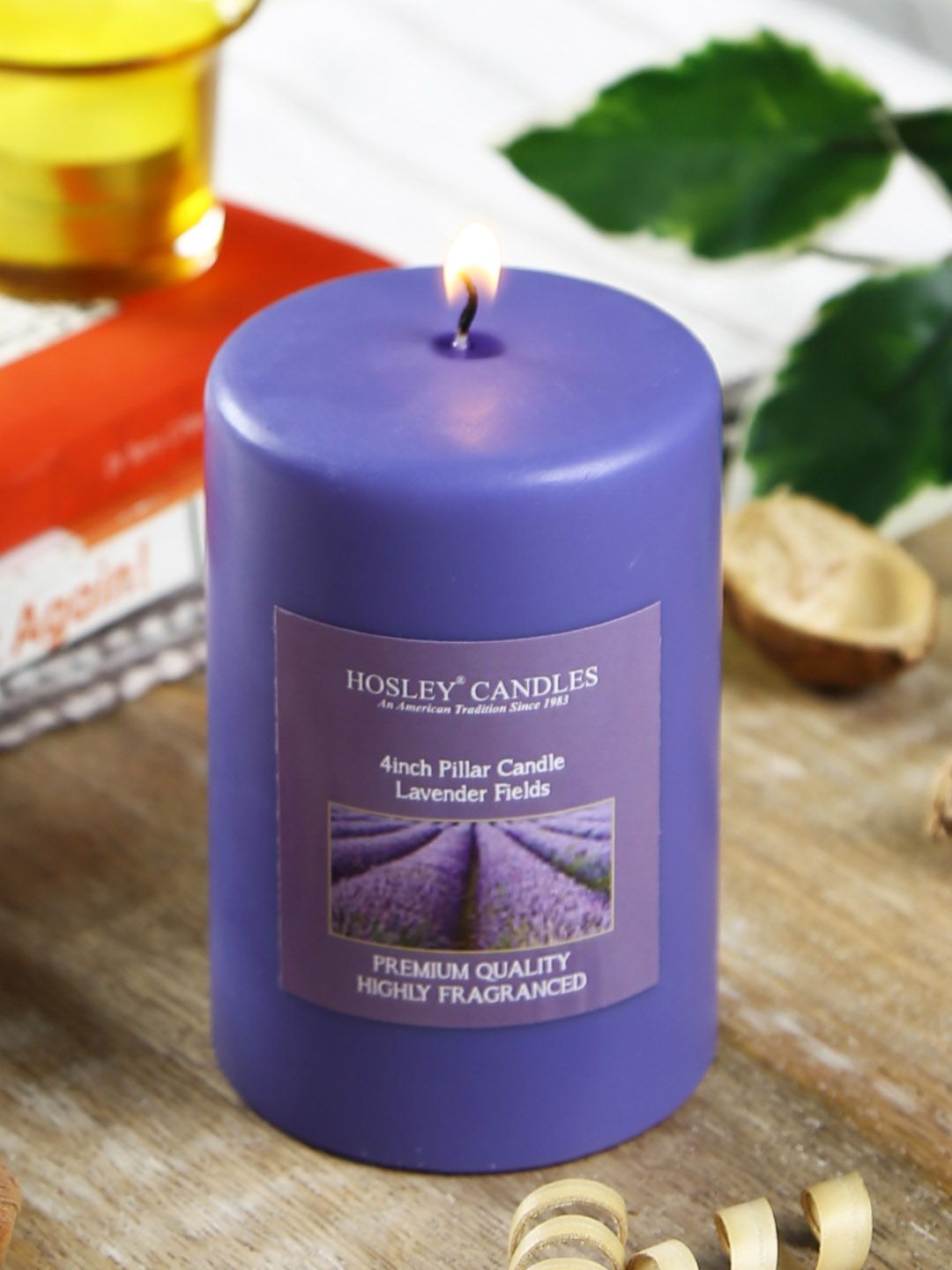 HOSLEY Purple Lavender Fields Fragranced Wax Pillar Candle Price in India