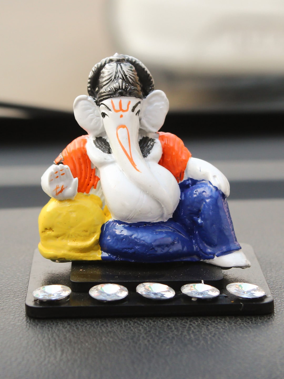 eCraftIndia White & Yellow Decorative Lord Ganesha Showpiece Price in India