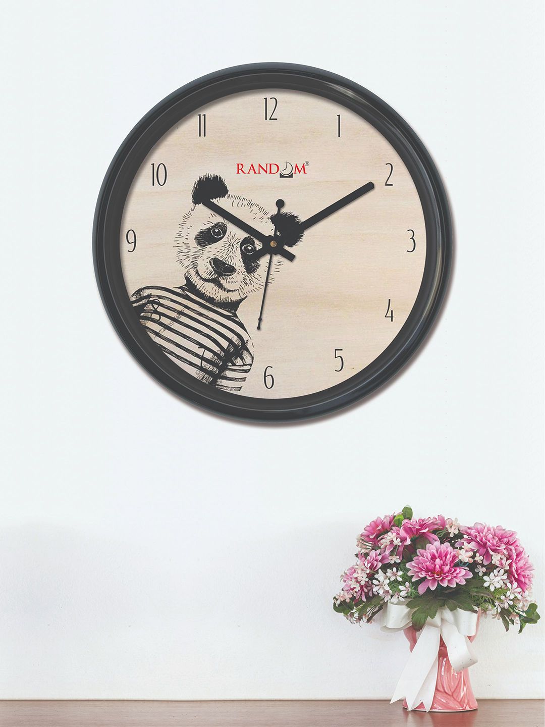 RANDOM Cream-Coloured & Black Round Printed 30 x 30 cm Analogue Wall Clock Price in India