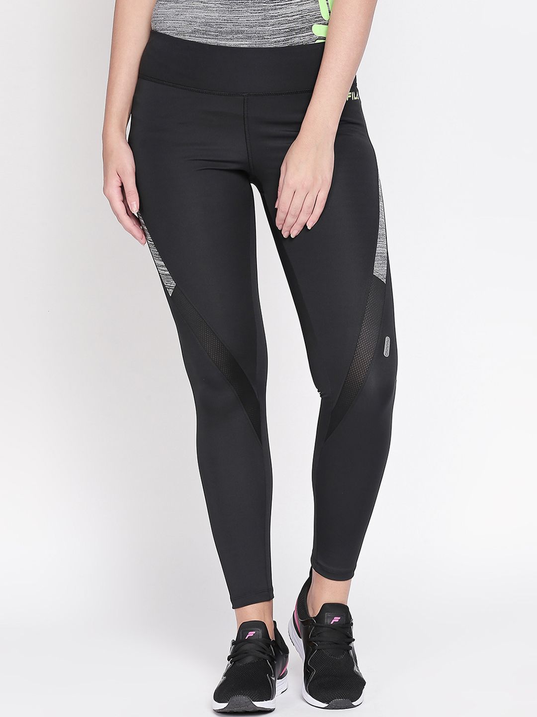 FILA Women Black Solid Tights Price in India