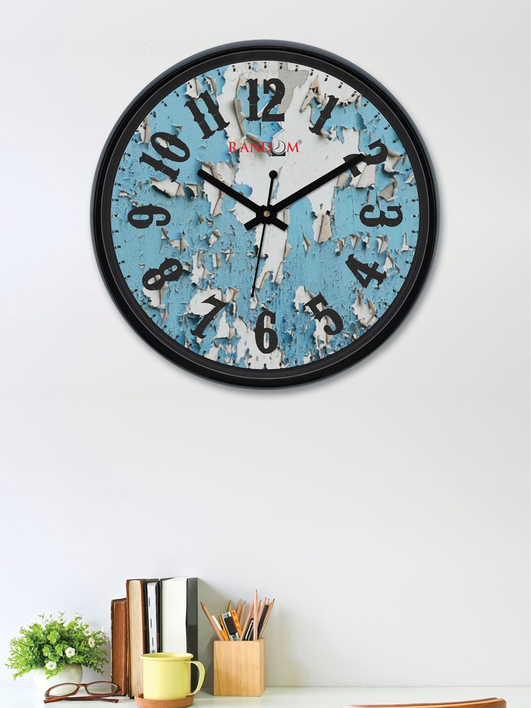 RANDOM Sea Green & Off-White Round Printed 30 cm Analogue Wall Clock Price in India