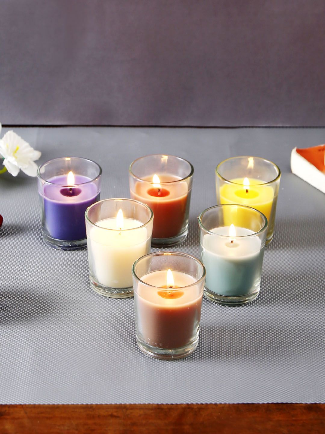 Hosley Set of 6 Fragrance Glass Candles Price in India
