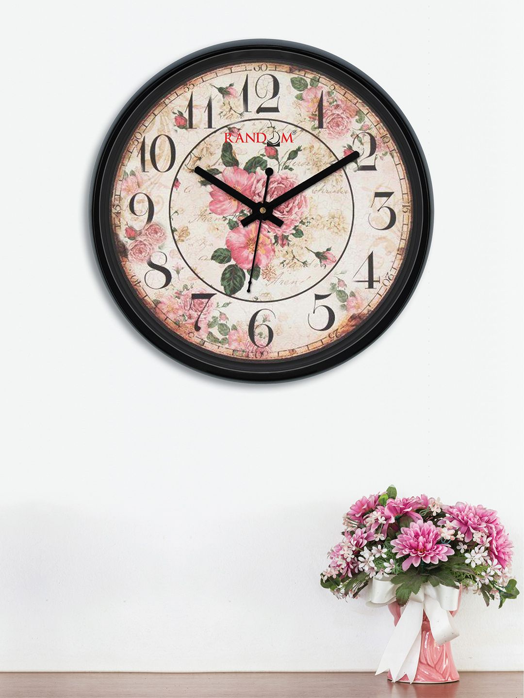 RANDOM Multicoloured & Pink Round Printed 30 cm Analogue Wall Clock Price in India