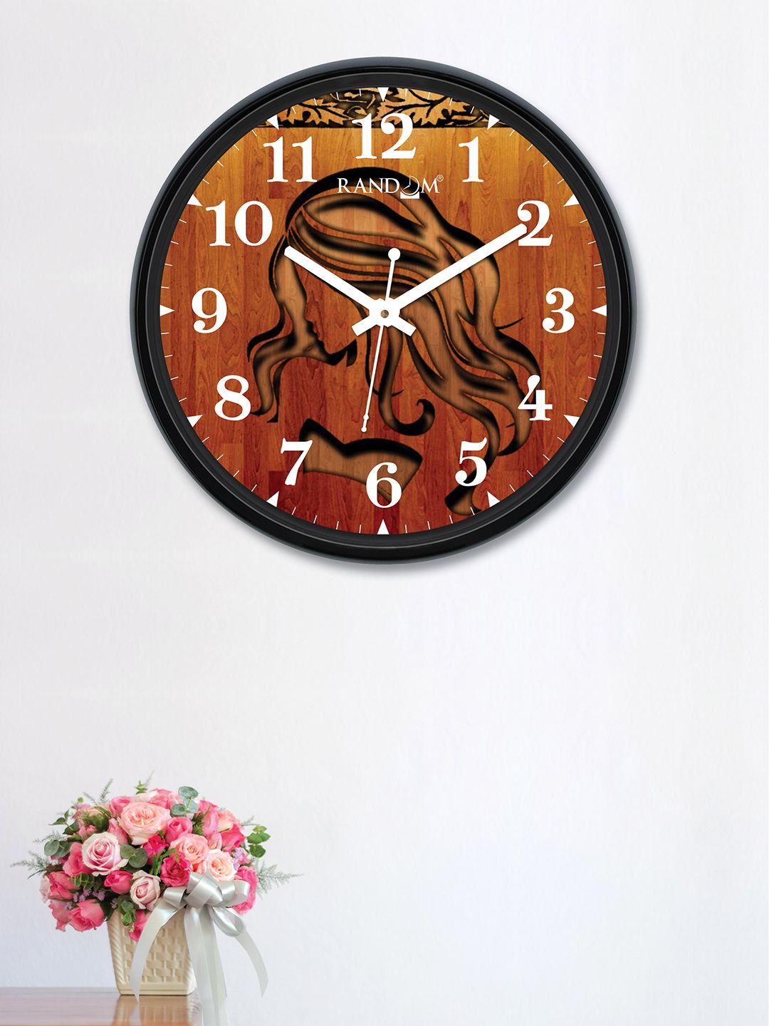 RANDOM Copper-Toned Round Printed 30 cm Analogue Wall Clock Price in India