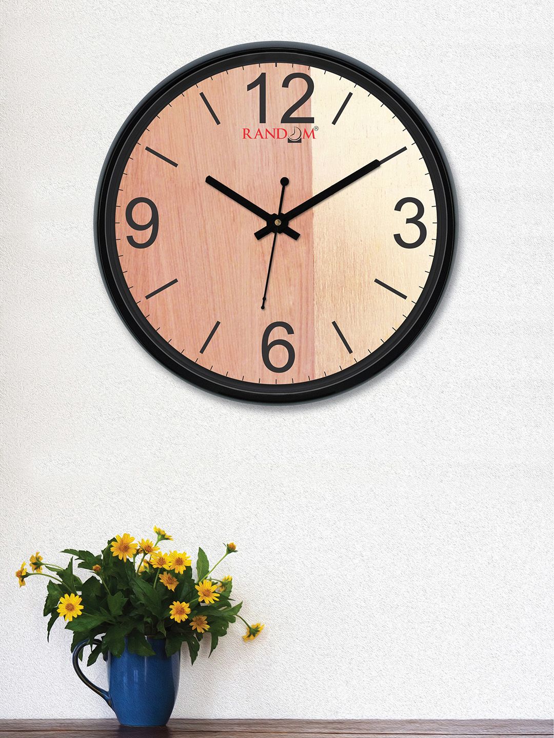 RANDOM Peach-Coloured Round Colourblocked 30 cm Analogue Wall Clock Price in India