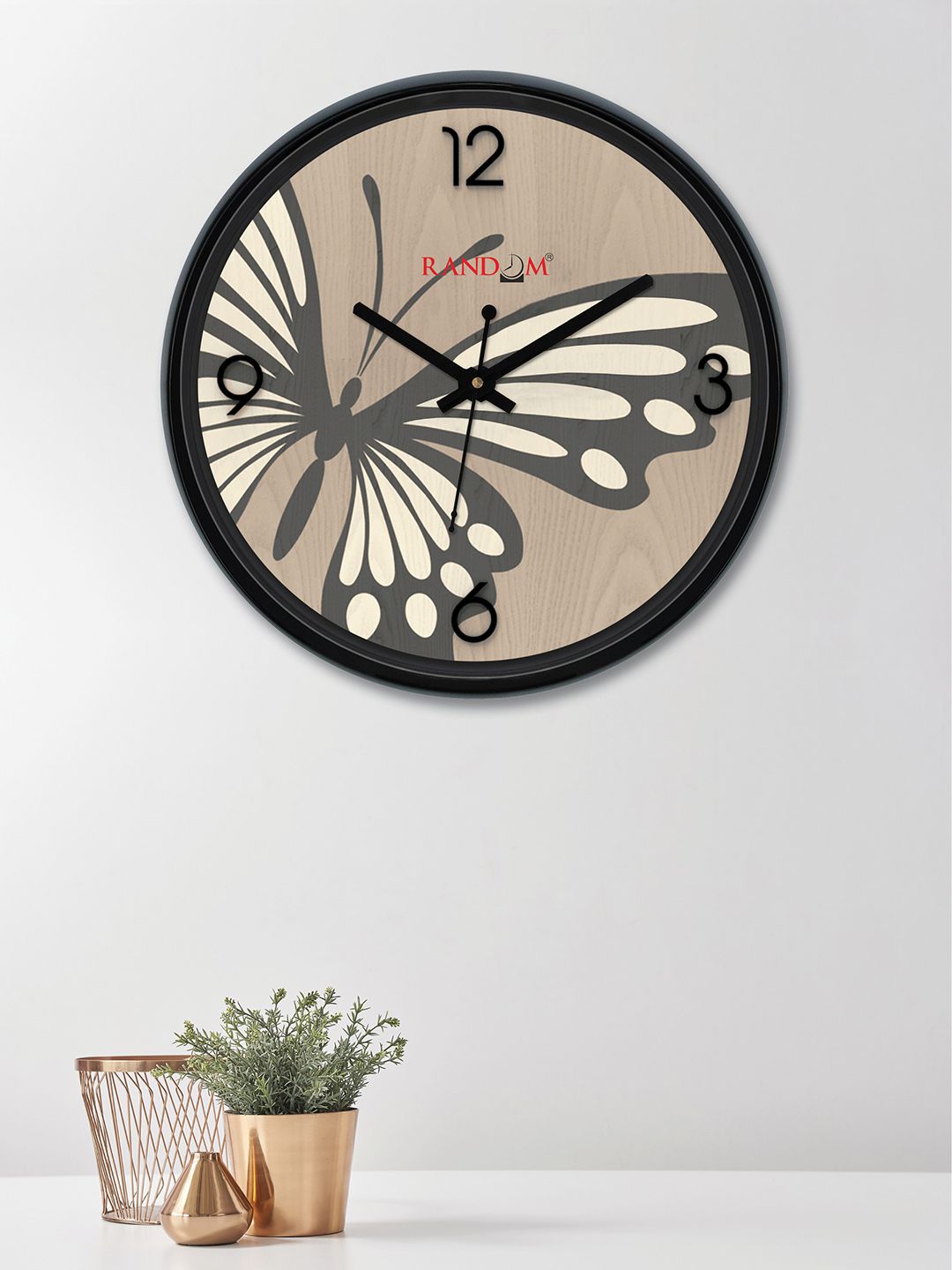 RANDOM Taupe & Grey Round Printed 30 cm Analogue Wall Clock Price in India