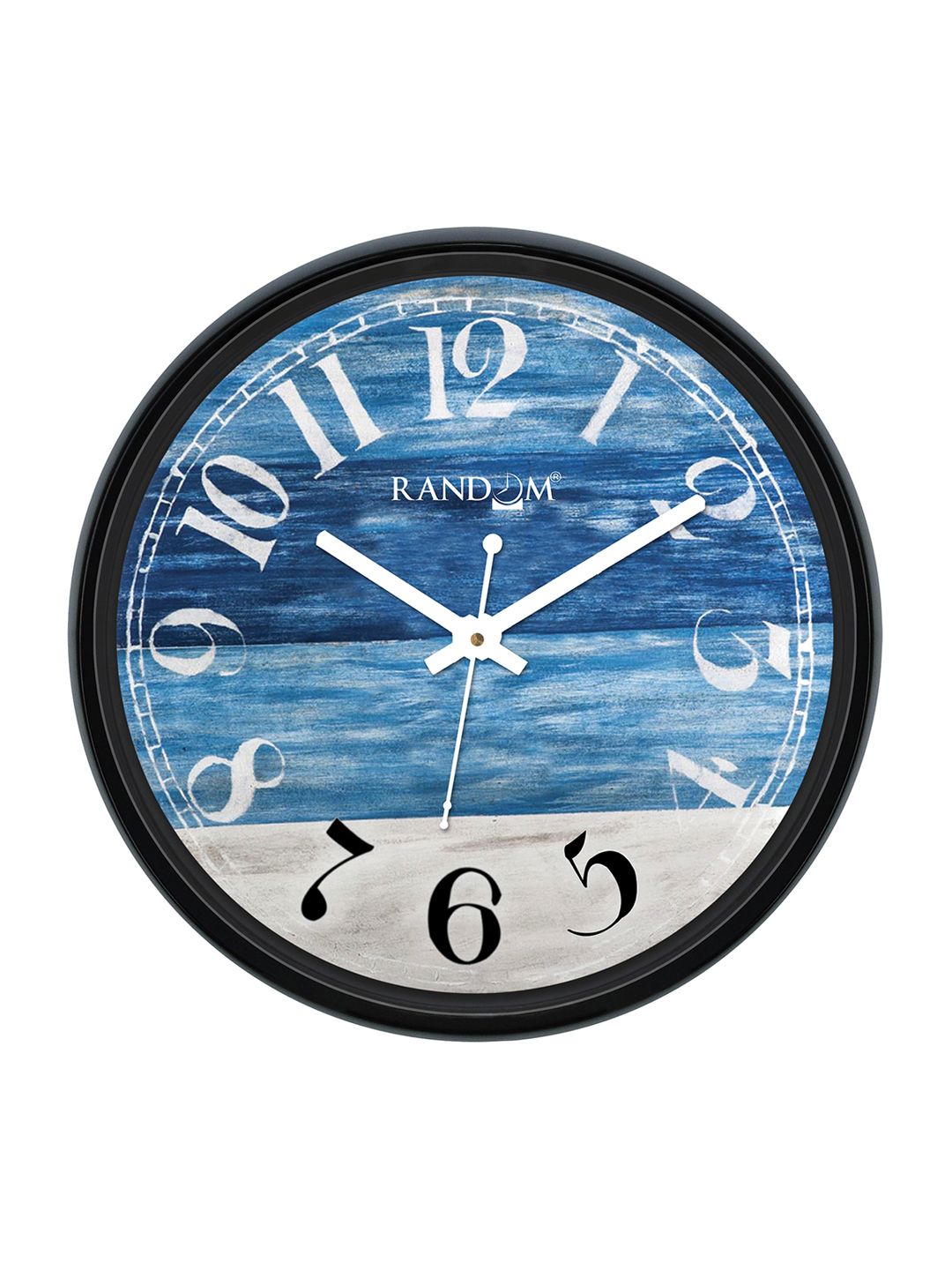 RANDOM Blue & Off-White Round Printed 30 cm Analogue Wall Clock Price in India