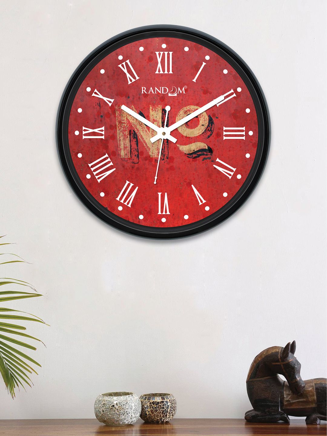 RANDOM Red Round Printed 30 cm Analogue Wall Clock Price in India