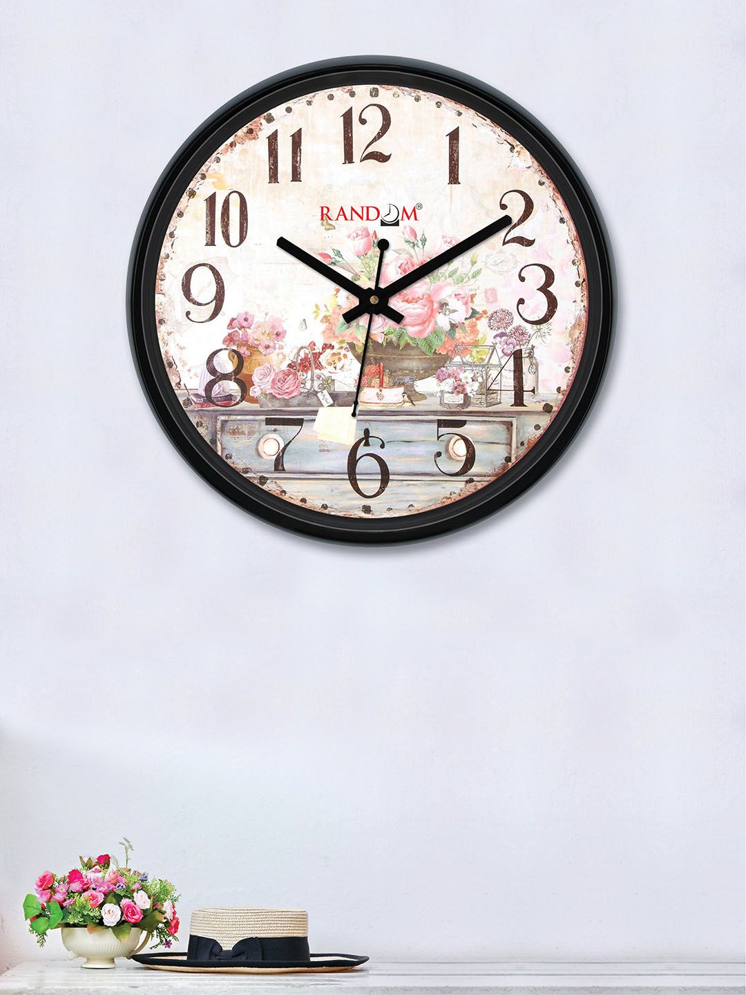 RANDOM Off-White & Multicoloured Round Printed 30 cm Analogue Wall Clock Price in India