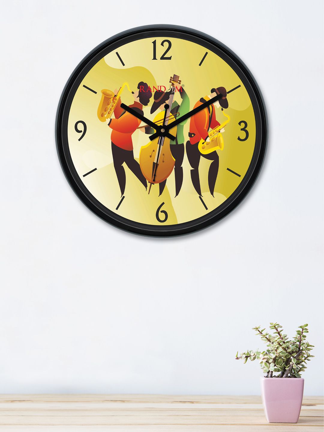 RANDOM Lime Green & Yellow Round Printed 30 cm Analogue Wall Clock Price in India