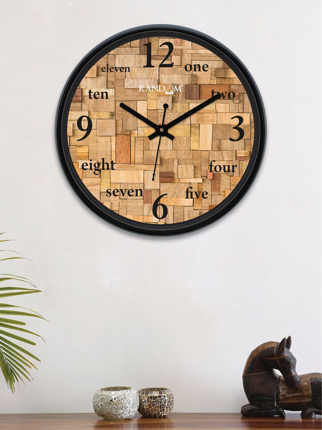 RANDOM Camel Brown Round Printed 30 cm Analogue Wall Clock Price in India