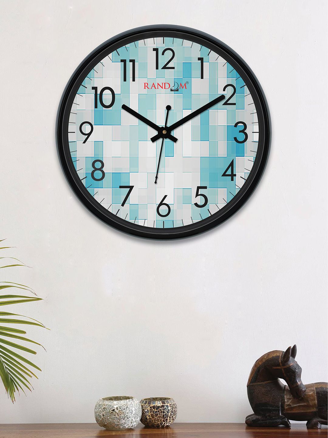 RANDOM Sea Green & Off-White Round Printed 30 cm Analogue Wall Clock Price in India