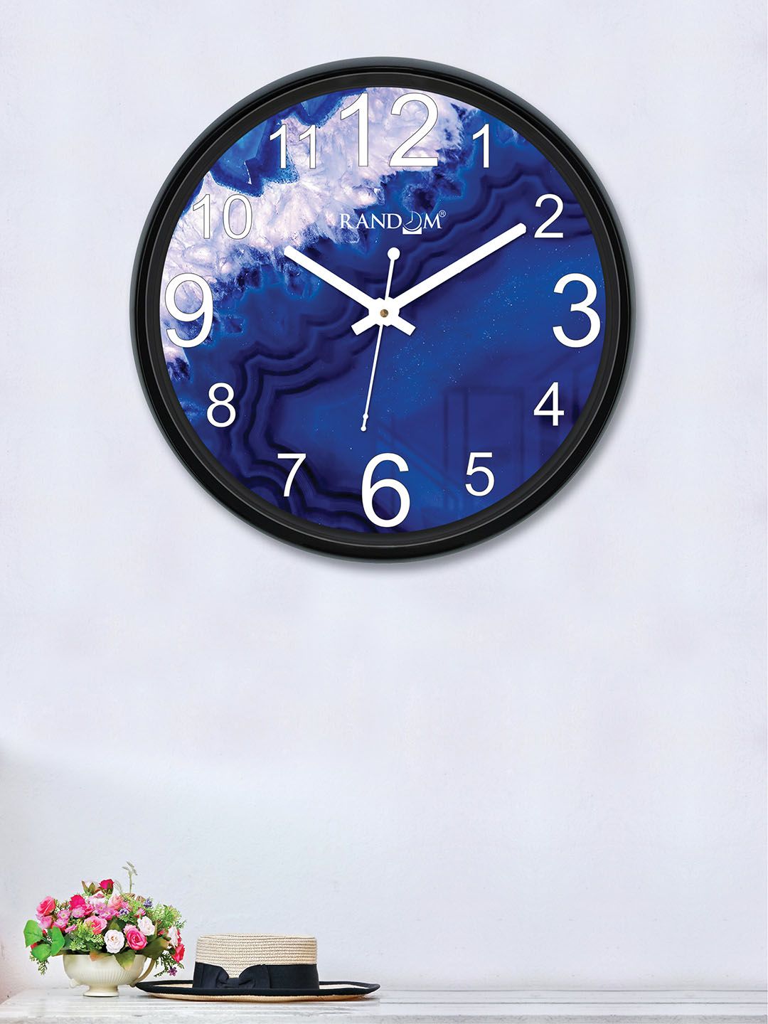 RANDOM Navy Blue Round Printed 30 cm Analogue Wall Clock Price in India