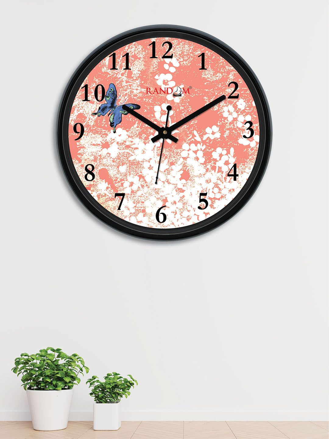 RANDOM Orange & Off-White Round Printed 30 cm Analogue Wall Clock Price in India