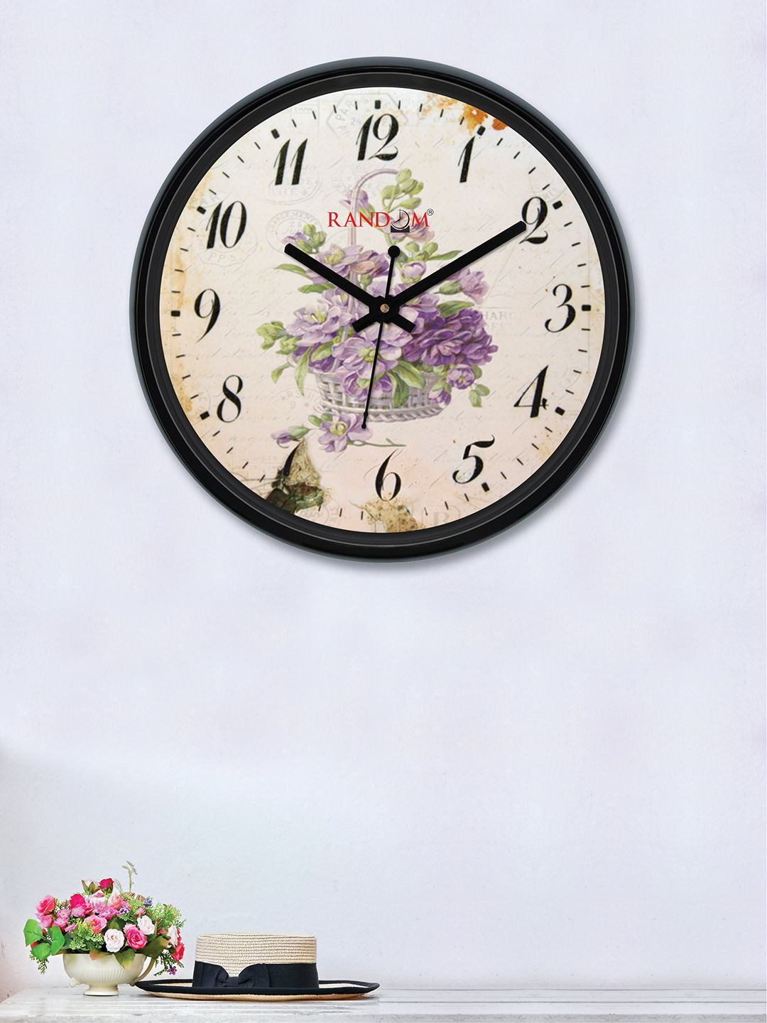 RANDOM Cream-Coloured Round Printed 30 cm Analogue Wall Clock Price in India